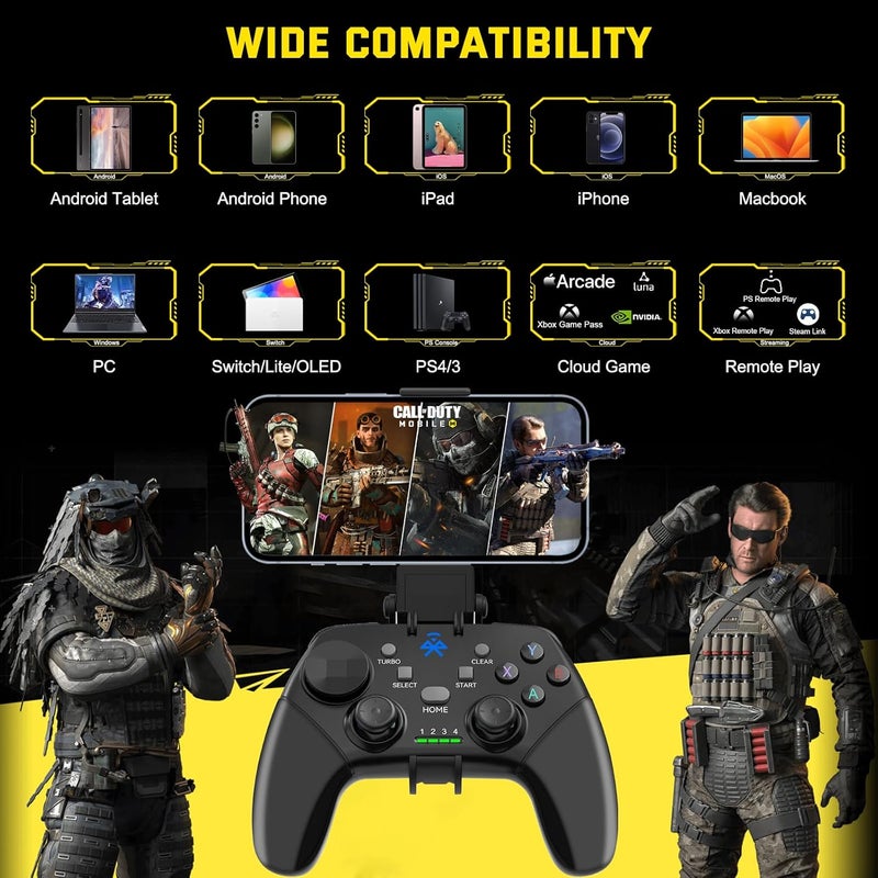 Joso Wireless Mobile Gaming Controller for iPhone, Android, iPad, Tablet, PC, Phone Controller with Phone Clip Supports Cloud Game, COD Mobile, Genshin Immpact, Remote Player Gamepad - Image 2